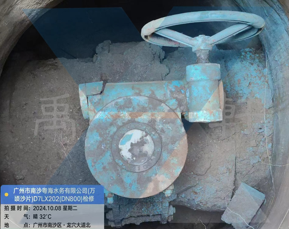 广州市南沙粤海水务DN800蝶阀检修更换QDX3-G8手动麻豆性爱乱伦视频(图1)